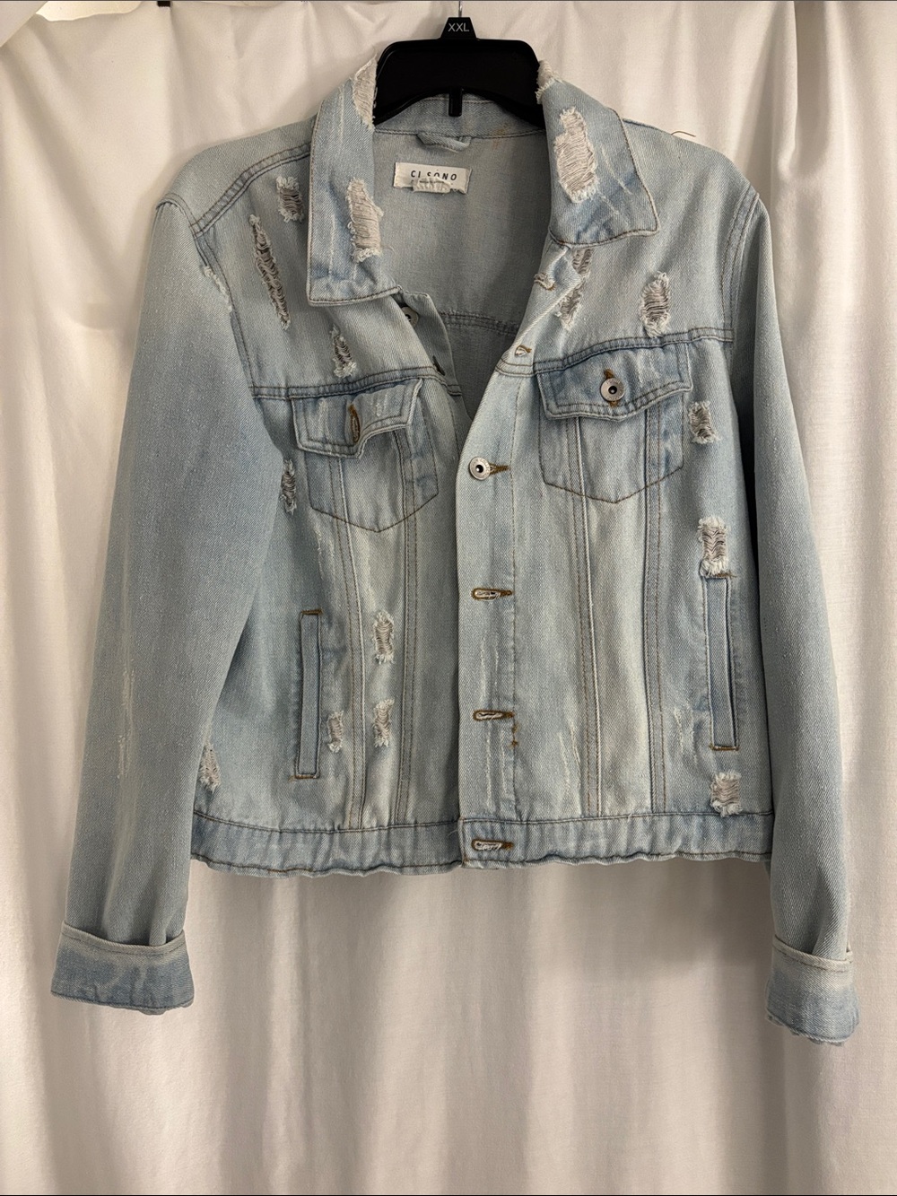 Ci Sono Light Blue Distressed Denim Jacket